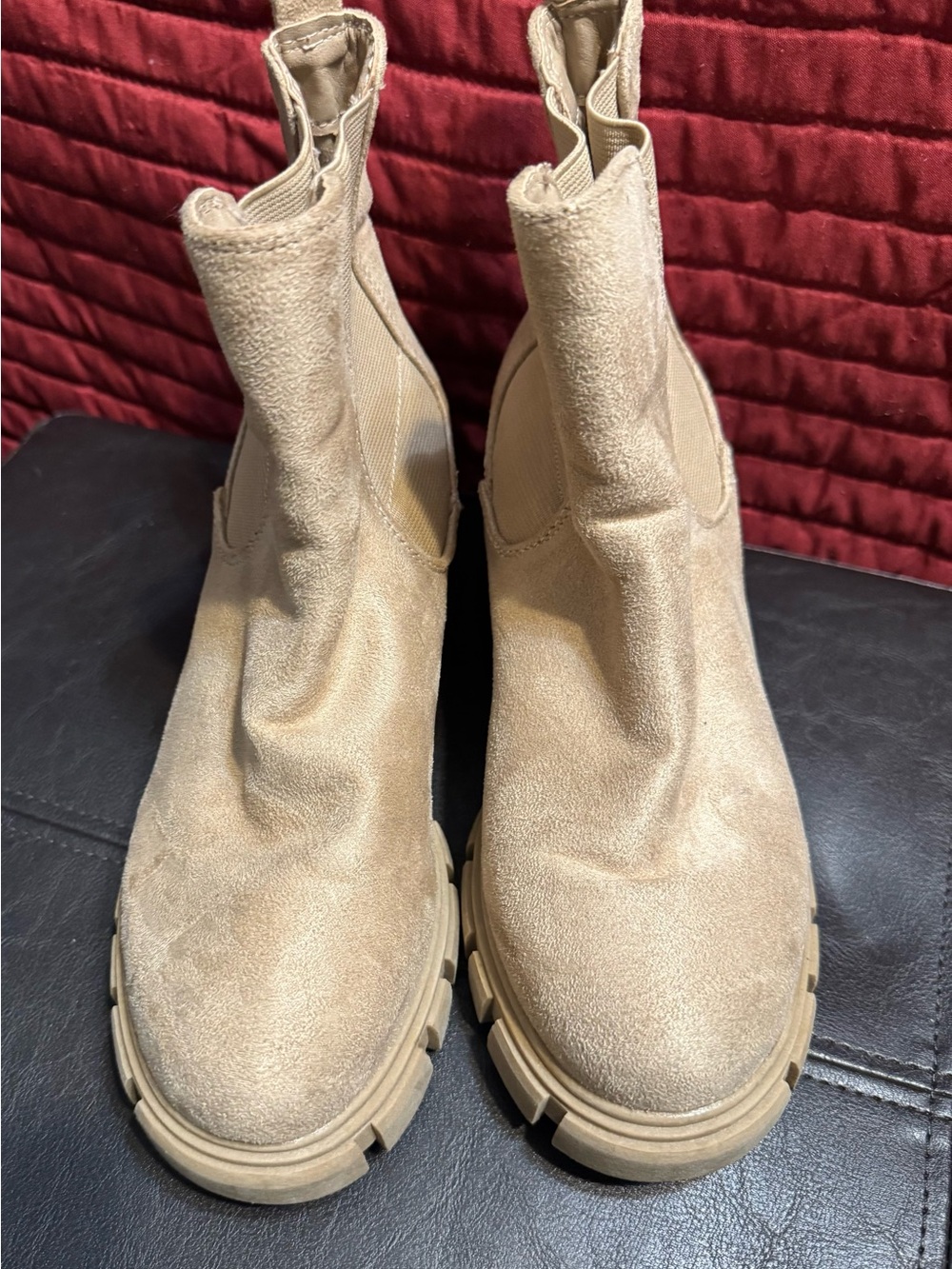 Steve Madden Tan Suede Chelsea Lug Booties